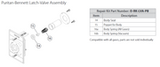 Outlet Repair Kit for Latch-Valve Assemblies and Back Body Assemblies